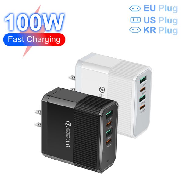 4-in-1 2USB+2PD mobile charger, tablet plug, super fast charging multi port plug - Image 2