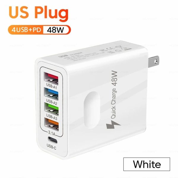 4USB charger, five in one charger, 48W multi interface charger, PD fast charging charger, 4U+PD - Image 6