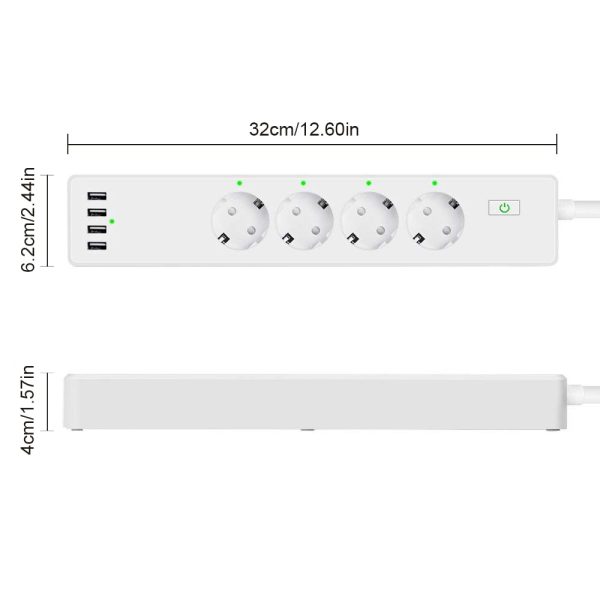 Wifi Smart Power Strip 4 EU Outlets Plug with 4 USBCharging Port Timing App Voice Control Work with Alexa Google Home Assistant - Image 6