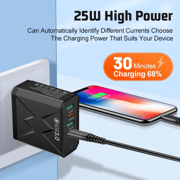 2USB+2PD mobile phone charger, tablet plug, super fast charging, multi port power supply - Image 2