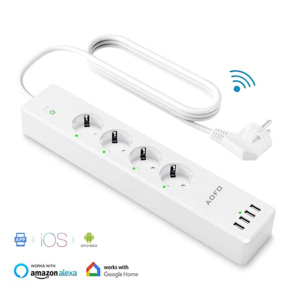 Wifi Smart Power Strip 4 EU Outlets Plug with 4 USBCharging Port Timing App Voice Control Work with Alexa Google Home Assistant - Image 7